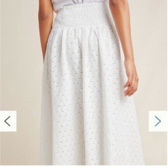 Anthropologie Maeve Vanderbilt Eyelet Skirt White size 8 - Picture 3 of 6